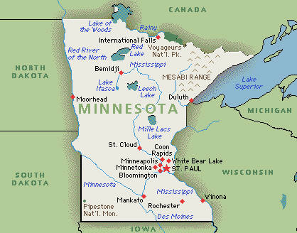 Saint Paul map, capital city of the USA state of Minnesota